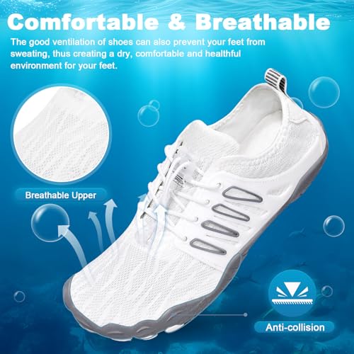 Hike Barefoot Water Shoes for Women Men, Quick-Dry Aqua Footwear Breathable Non-Slip Wide Toe Shoe for Beach Swim River Pool Lake Hiking Kayaking Surfing2