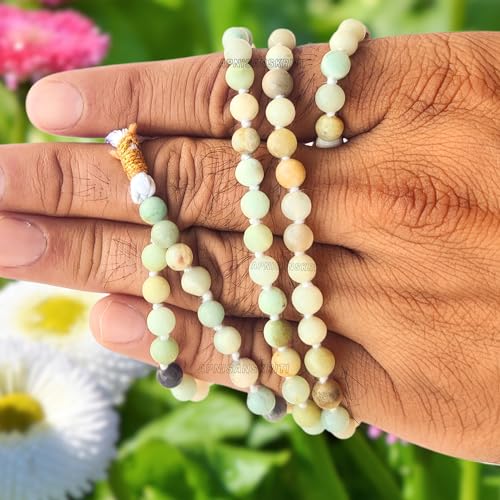 Image of Apnisanskriti Premium Amazonite Stone Mala for Men and Women (6mm, AAA Quality, Lab Certified, 108+1) - Natural Stone Beads Mala - Greenish Blue Colour - Pack of 1