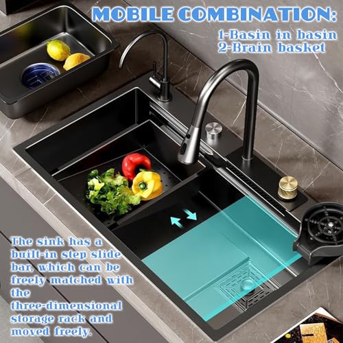 Évier de cuisine avec distributeur de savon et égouttoir lavabo multifonction maison