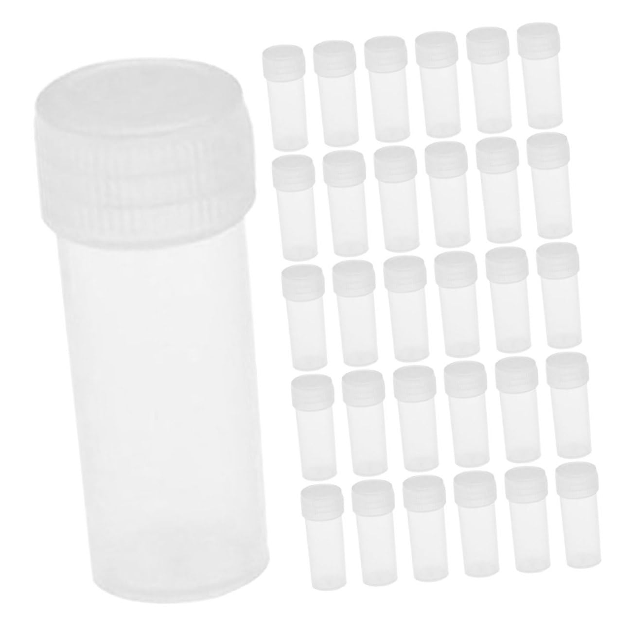 NAMOARLY 50pcs Empty Powder Bottles Mini Storage Vials Travel Sample Bottles Screw Cap Reusable Lab Containers (5ml)