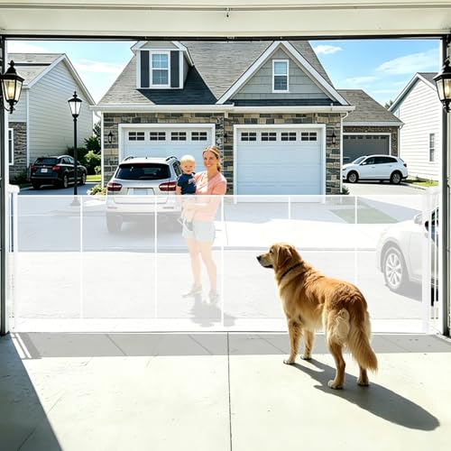 150" Extra Wide Retractable Baby Gates Dog Gate for Large Opening, 41" Extra Tall Mesh Pet Gate, Long Child Safety Gates with Fiberglass Rods for Stairways, Doorways, Hallways - Indoor/Outdoor Use
