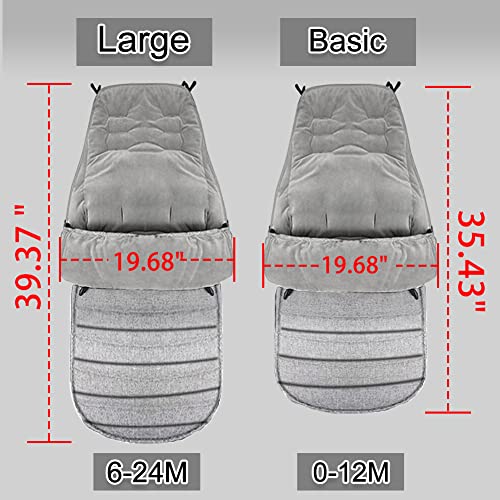 Xifamniy Toddler Multi-Use Water Proof Oudtoor Universal Stroller Bunting Bag, Winter Baby Warm Stroller Bunting Bag, Suit For 0-12M（Grey Velvet） #TOP5