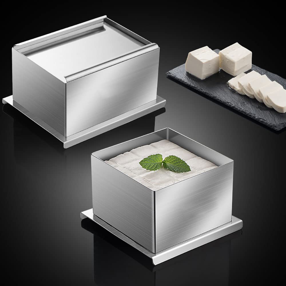 Tofu Molds Stainless Steel Tofu Maker Cheese Presser Manual Tofu Press Maker for Home Kitchen DIY (5.4 * 7 * 3.6inch)