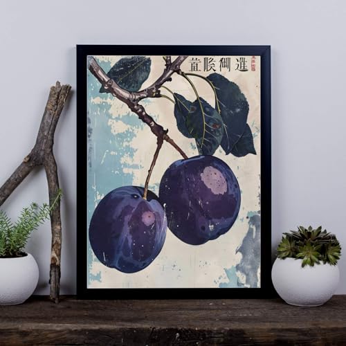 Impression botanique de fruits de qualité musée bleu vieilli 50x76