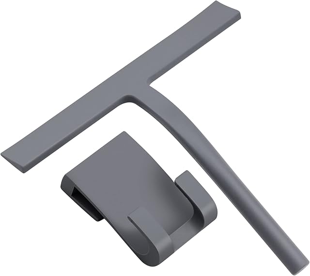 Bathroom Squeegee, Silicone Shower Squeegee Grey Window Squeegee With Hanging Hook for Glass for Bathroom Cleaning Window Screen Wiper Cleaner