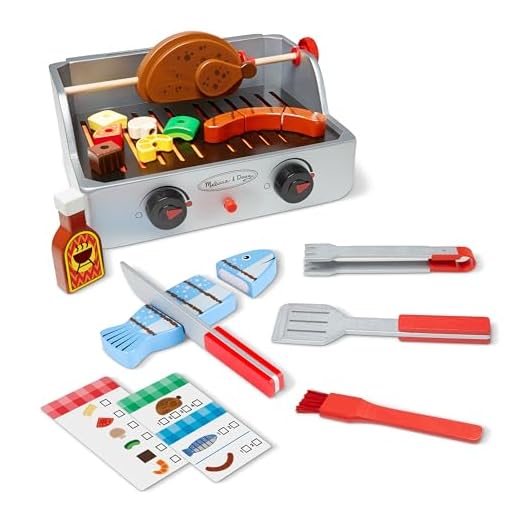 Melissa & Doug Rotisserie and Grill Wooden Barbecue Play Food Set (24 pcs)