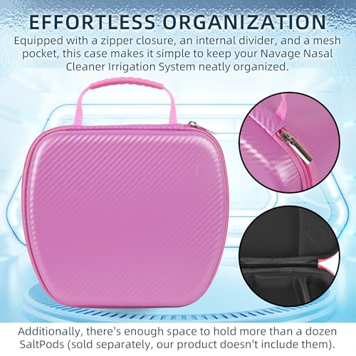 Image of Calvana Travel Case Compatible with the Nasal Irrigation System, Scratch-Resistant Organizer for Nose Cleaner & 12 SaltPods, Pink, 9 inch x 7.75 inch x 4.25 inch (Nose Cleaner & SaltPods Not Included)