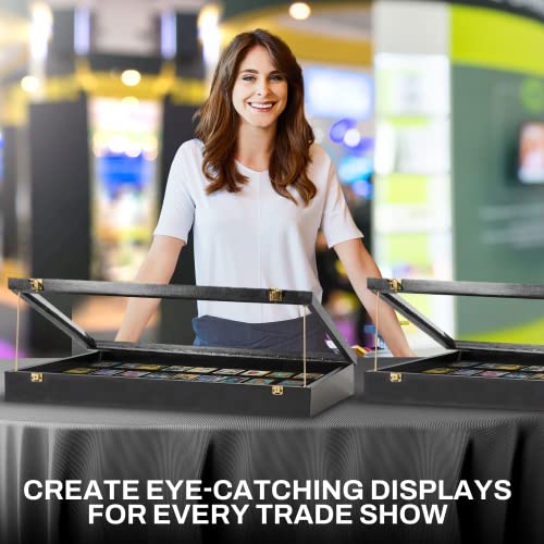 Pennzoni Display Co. Portable Trade Show Display Case - Crystal Clear Acrylic Pastry Display Case - Display Case for Exhibits - Jewelry Case Shadow Box Frame - Black Wooden Dowels w/ Black Felt