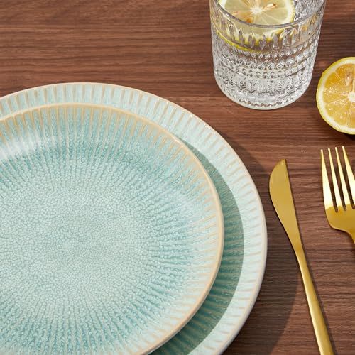 Image of Pokini Ceramic Dinnerware Sets for 4, 12pcs Plates and Bowls Sets Dish Set