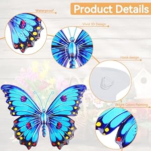 ULENDIS Metal Butterfly Wall Decor 96 3D Outdoor Fence Wall Art Decor Hanging Decoration for Garden Backyard Living Room Balcony Patio Indoor Gift for Mom Kids Family Friends4 Pack