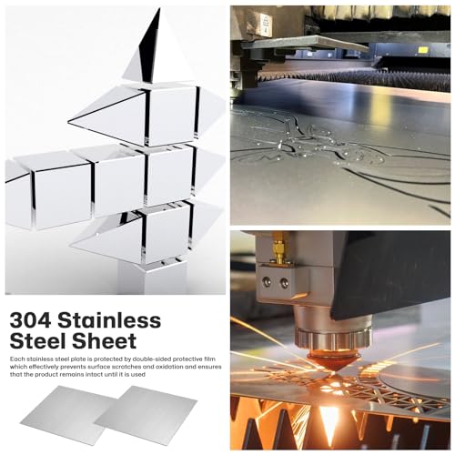 2 Stück 304 Edelstahlblech 2mm, 15 cm × 15 cm Quadratische Stahlplatte Metallplatte GebüRstete OberfläChe für Schneiden SchweißArbeiten Gravieren Bohren DIY Bastelarbeiten