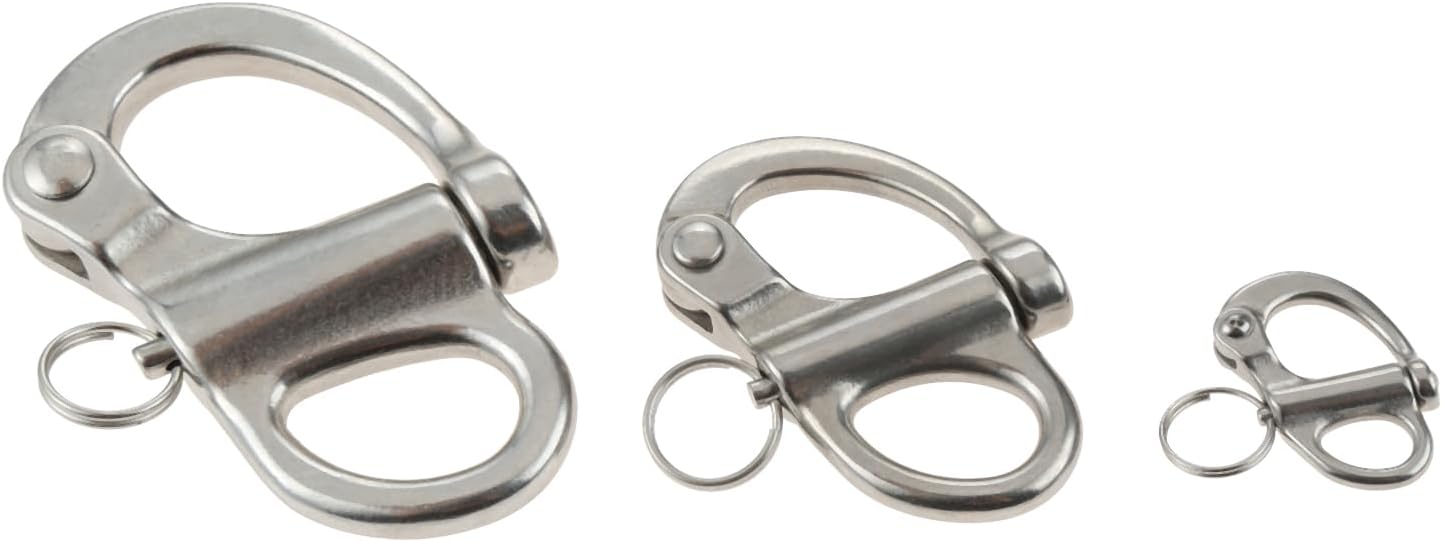 35/69/96mm Fixed Snap Shackle Quick Release Fixed Shackles with Round Ring 316 Stainless Steel Marine Boat Rigging Hardware 1Pc(35mm)