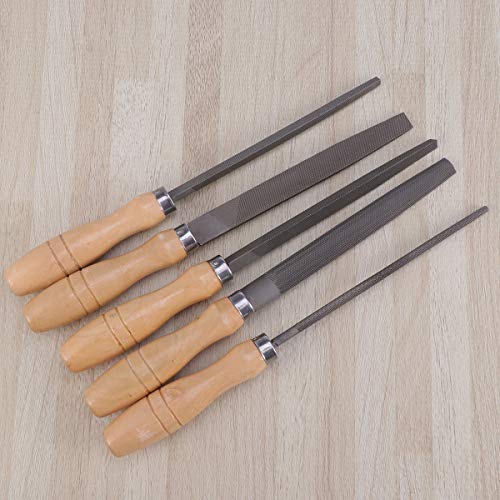 Yardwe 5Pcs 6Inch High Carbon Steel File Set With Wooden Handles Rasp File #TOP3