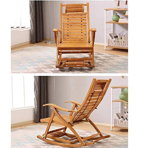 Chaise longue pliante en bambou avec son coussin violet réglable