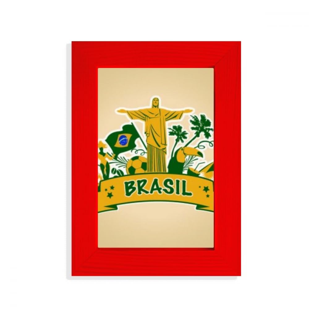 Cadre photo rouge perroquet du Brésil et football, cadeau pour supporter