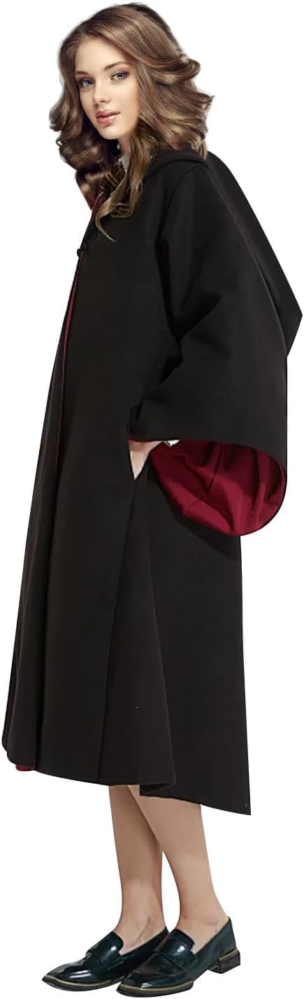 Occtingkind Magician Robe Set, Wizard Robe for Adults and Children, Wizard Costume 6-Piece Set, Includes Cape, Glasses, Ties, Necklaces, Bracelets and Rings, for Halloween, Carnival