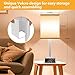 Table Lamp - Bedside Lamp with 4 USB Ports and AC Power Outlets, Alarm Clock Base w/ 6Ft Extension Cord, Square Oatmeal Fabric Lampshade Modern Accent Nightstand Lamps for Bedrooms Living Room
