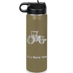 LaserGram Personalized Water Bottle Farm Tractor Stainless Steel Double Wall Vacuum Insulated with Flip Top Straw Custom Engraved