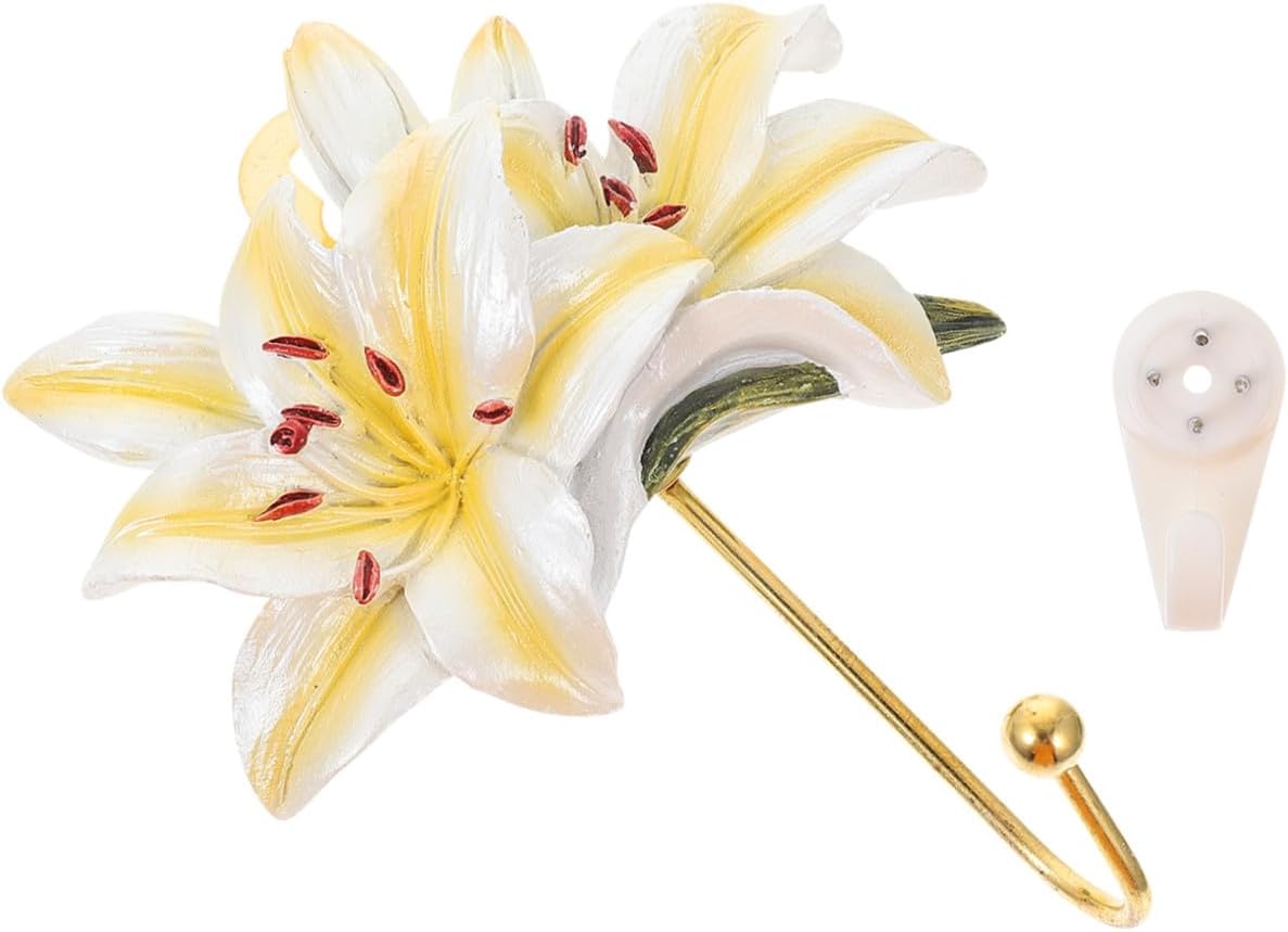Multipurpose Floral Wall-Mounted Storage Hook, Household Key and Towel Organizer, Artistic Lily Flower Decorative Coat Hanger for Home and Living Room