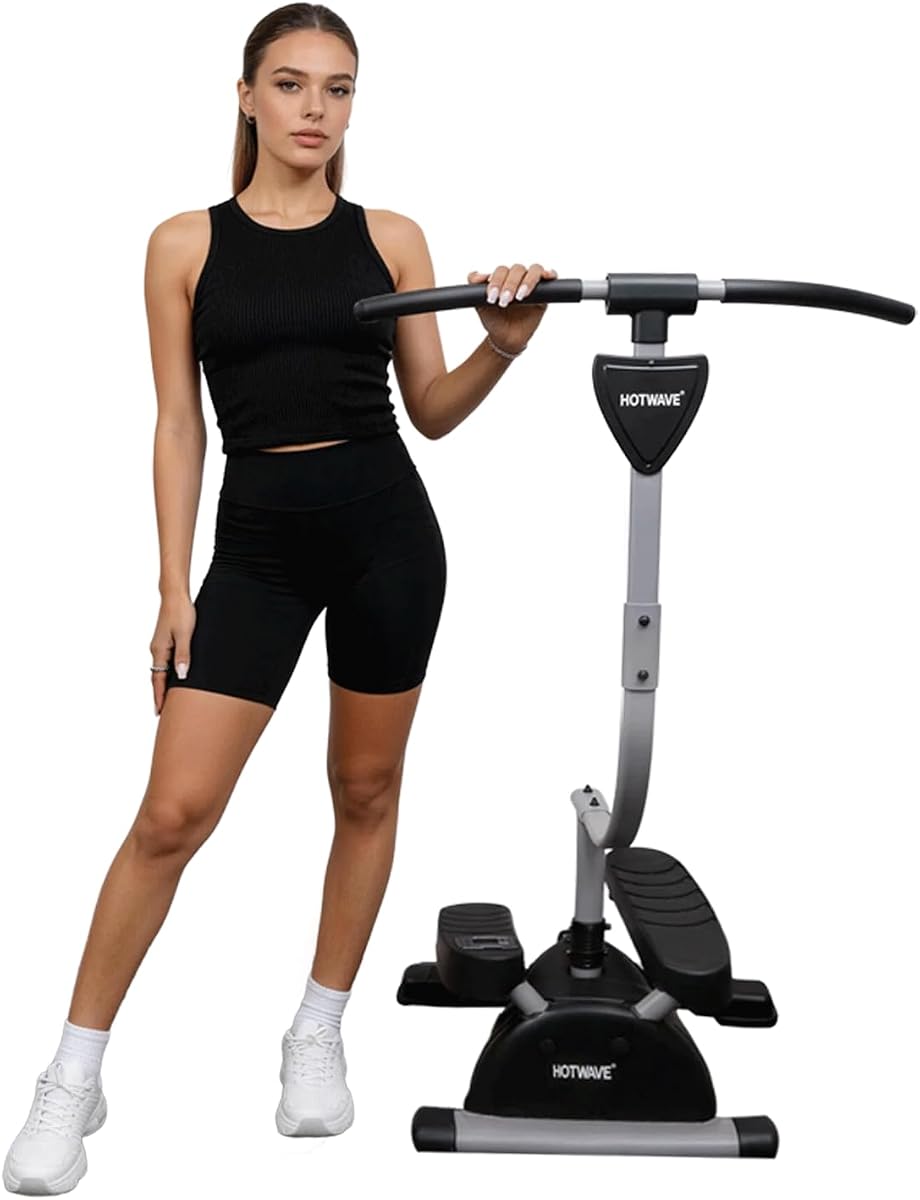 HOTWAVE Sculpt Walker Pro, máquina paso a paso Twist para fitness en el hogar | Twist-step tonifica brazos, core y piernas. De bajo impacto. Resistencia ajustable, capacidad de 350 lb. Pantalla LCD, equipo de entrenamiento en casa.