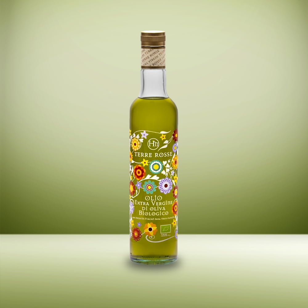 Terre Rosse - Włoska Organiczna Oliwa z Oliwek Extra Virgin Tłoczona na Zimno - Monokulturowa Moraiolo - Certyfikaty Kosher/P - Limitowana edycja Olive Harvest 2025 - Opakowanie 6 Butelki 500 ml