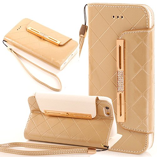 iPhone 7 Case,iPhone 7 Wallet Case,iPhone 7 Leather Wallet Case,Flidm Flipcase Elgant [Gold] Flip Leather Wallet Phone Case [Card Slot][Flip][Wallet] with Strap - for iPhone 7 4.7 inch