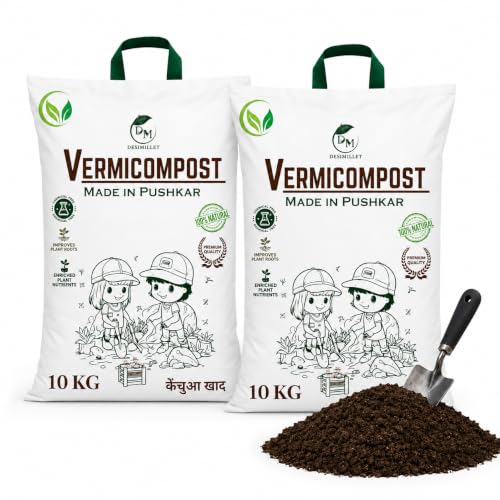 DESIMILLET Vermicompost For Plants | 100% Pushkar DESI COW's Organic Fertilizer | Manure For Plants Home Gardening Kechua Khad | Ideal For All Gardening (20 Kg)