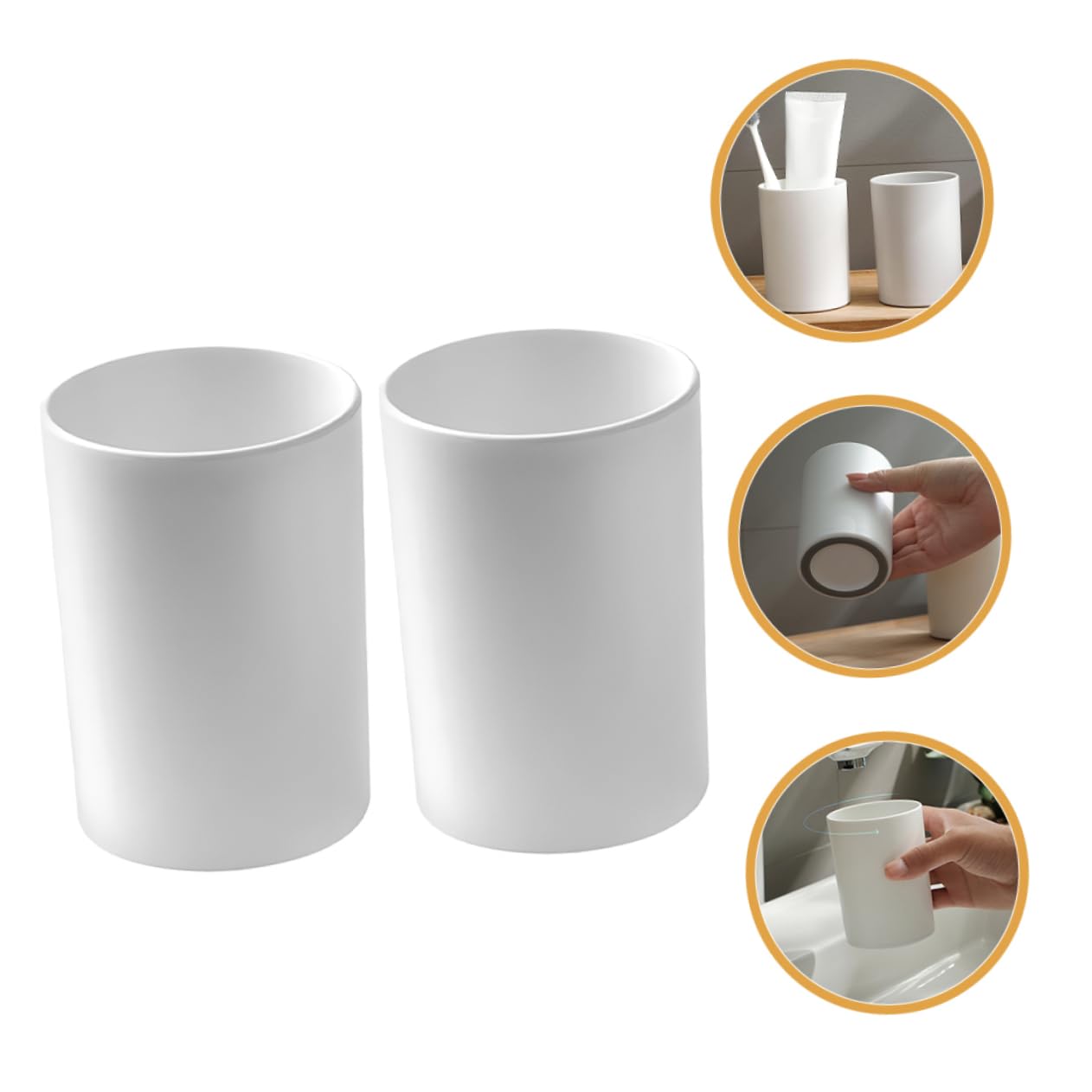 PRETYZOOM Toothbrush Cup for Bathroom Solid Mouthwash Cup Reusable Plastic Toothbrush Holder Stylish Design