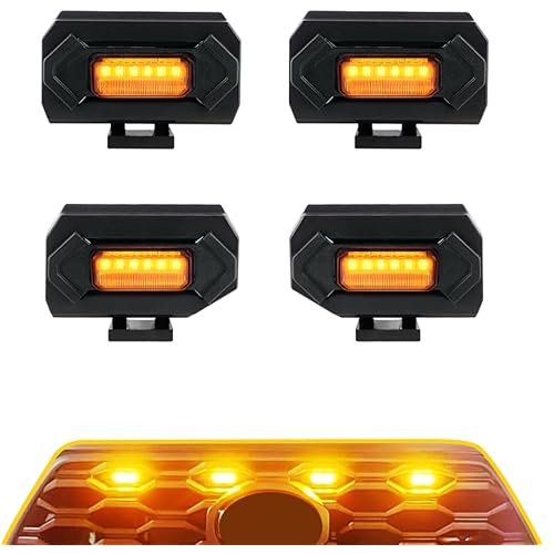Bright LED Amber Grill Lights with Fuse Adaptors for Toyota Tacoma TRD Sport and Off Road 2020-2023| Tacoma TRD Accessories | Tacoma Front Grill Lights | Off-Road Lighting & Custom Styling Upgrades