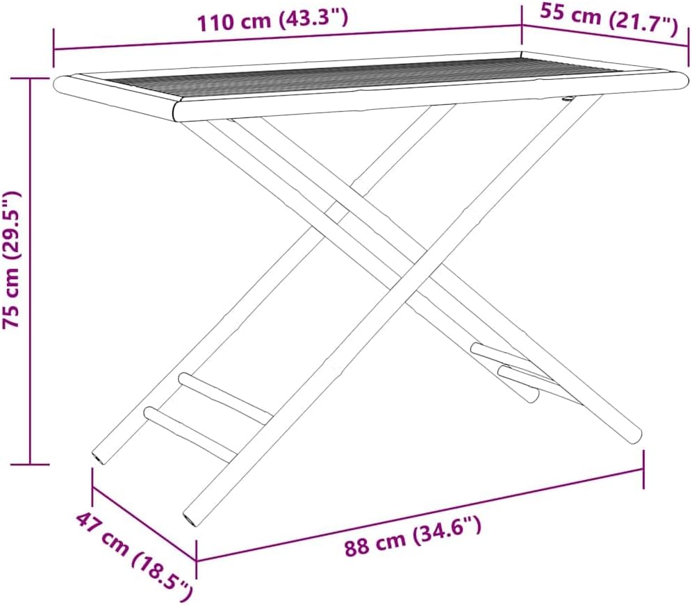 Folding Garden Table Natural Bamboo Patio Table Small Bistro Table Outdoor Patio Table 43.3 in x 21.7 in x 29.5 in for 2-4 People Patio Side Table