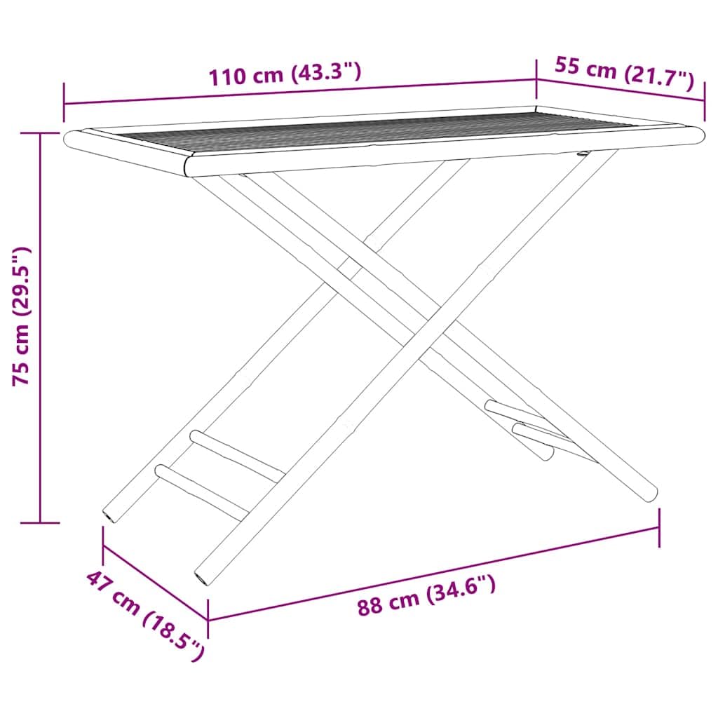 Mesa de Jardín Plegable de Bambú 110x55x75 cm, vidaXL