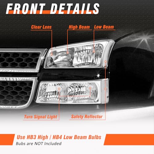 Image of for 2002-2006 Chevy Avalanche & Chevy Silverado Headlights
