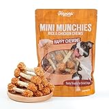 Havira Training Treats for Small Dogs, 2.5' Mini Rawhide Chews, Chicken Wrapped Dumbbells 16oz, Chicken Rice Flavor