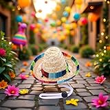 Lustiger Hund Sombrero Hut, Verstellbare Chihuahua Cosplay Cap, mexikanisches Party-Kostüm, Kleidung Dekoration für Haustier Hunde Geburtstag Weihnachten und Halloween Bekleidung Zubehör
