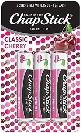 ChapStick Classic Cherry Lip Balm Tube, Flavored Lip Balm for Lip Care on Chafed, Chapped or Cracked Lips - 0.15 Oz , 3 Count (Pack of 1)