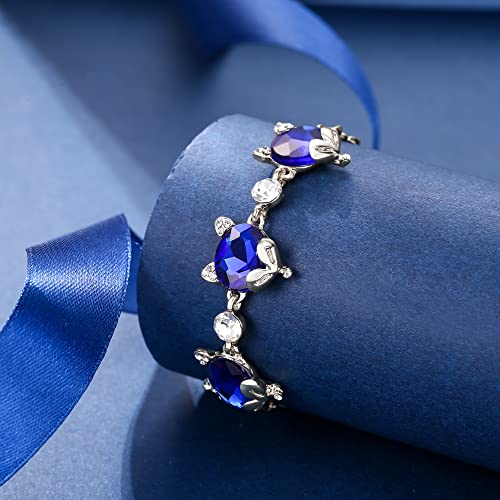 Image of EleQueen 14K Gold Plated Rhinestone Crystal Fox Bracelet, Cute Head Jewelry Link Bracelets for Women