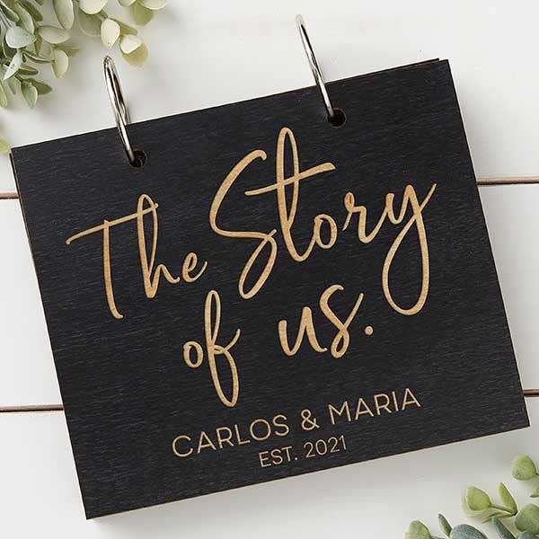 Personalization Universe The Story Of Us Personalized Wood Photo Album - Black Poplar