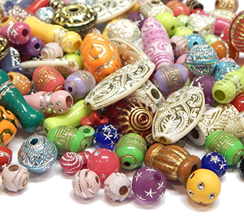 260 pieces plastic beads, pearl mix, rhinestone effect, glitter, plastic beads, colourful mix motifs, acrylic beads set
