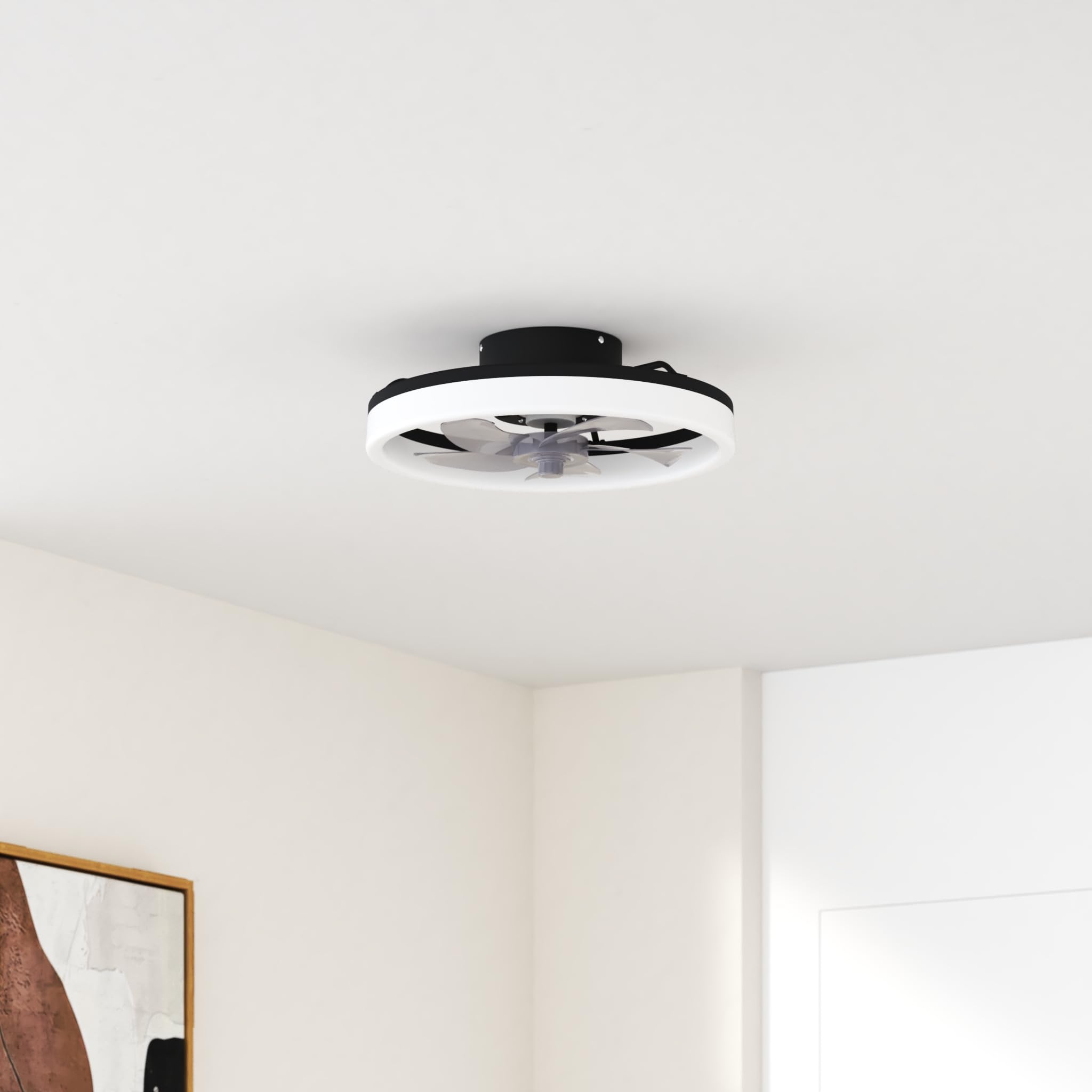 Ventilateur de Plafond Silencieux 50 cm avec Télécommande, 6 Vitesses, Réversible, LED Dimmable 3 Températures de Couleur