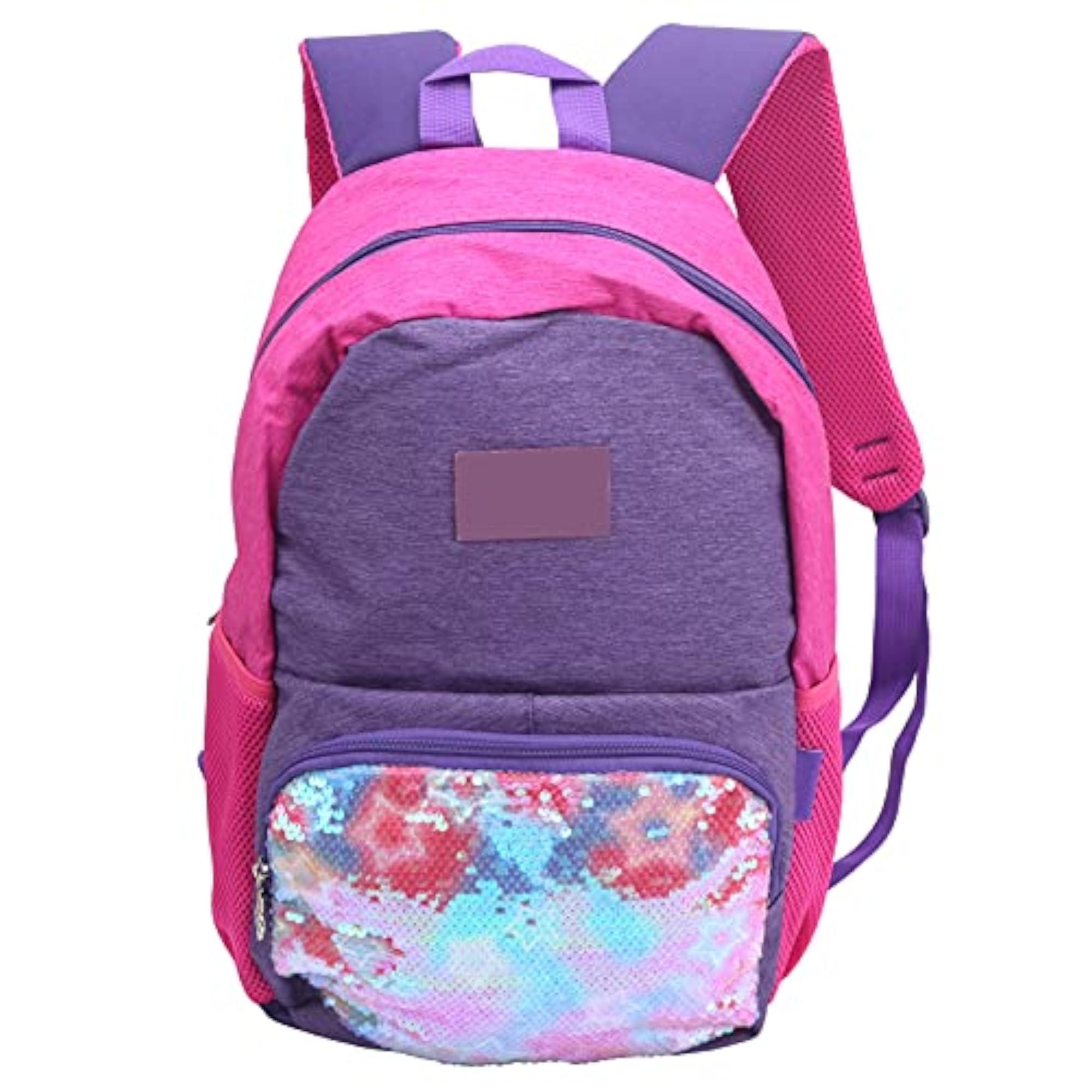Adjustable Sequin Backpack for Hiking & Travel, Pink/Purple