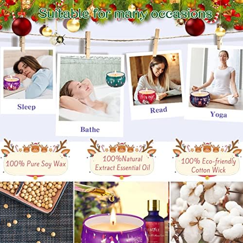 BEYAOBN Christmas Scented Candles Gift Set, 9 Pack Natural Soy Wax Upgraded Candle, Portable Tin Gift Aromatherapy Set for Christmas, Birthday, Valentine's Day, Bath, Yoga