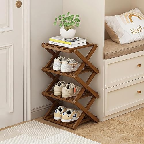 Opiniones de Zapatera de huacales , tabla con los diez mejores. 47 YEDECOR Zapatero Independiente de Bambú para Entrada - Estante Organizador de Zapatos Plegable - Zapatero Estrecho para Espacios Pequeños, Entrada, Pasillo, Armario,Walnut...