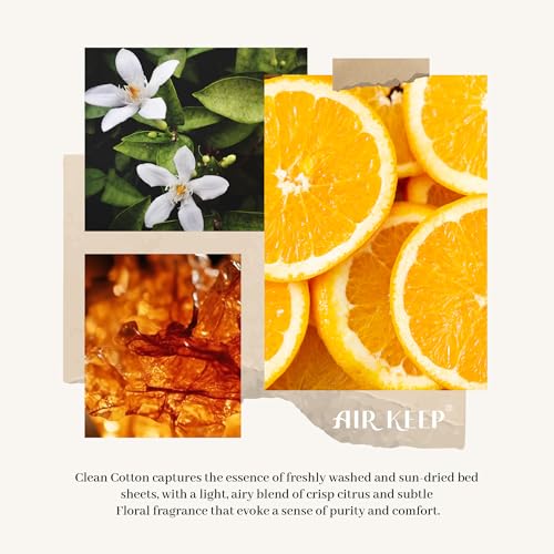 Image of Airkeep Reed Diffuser Set,3.38 fl oz (100 ml) - Clean Cotton Oil Diffusers with 8 Reed Sticks, Home Fragrance Reed Diffuser for Bathroom Shelf Decor