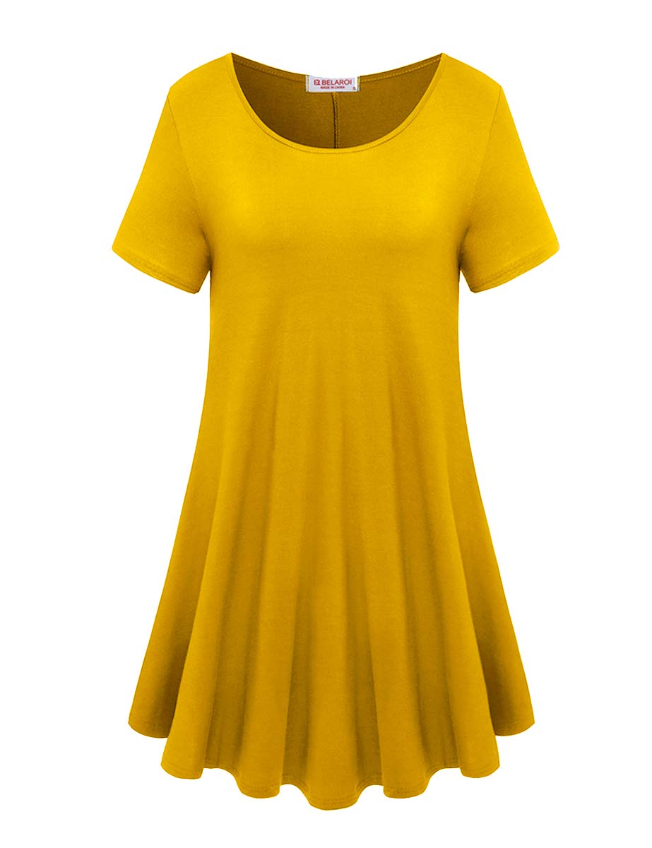 BELAROI Women's Short Sleeve Tunic Tops Plus Size T Shirt Blouses S-3X