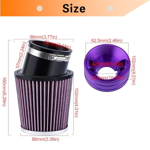 Image of 212cc Upgraded Air Filter Adapter Kit for Predator 196cc 212cc for Baja Motorsports MB165 for Coleman BT200X CT200U KT196 6.5Hp Clone Engine Mini Bike Go Kart -Purple