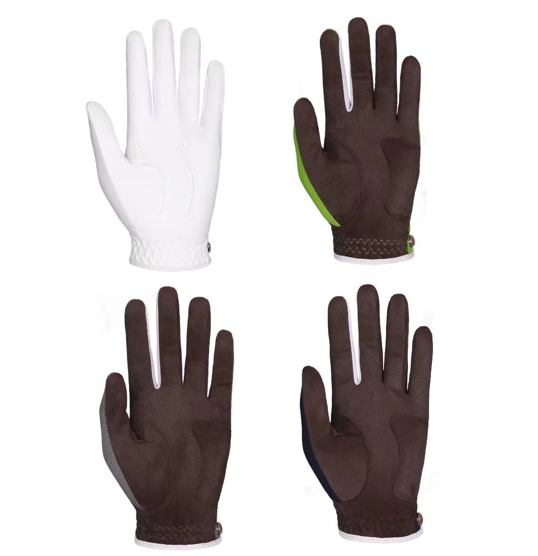 SIMPLE SYMBOL Men's RainGrip Golf Glove Four Pack(One White+One Navy Blue+One Green+One Grey) Four Color Combinations,Each Color one,Hot Wet Weather Comfort, Left Hand Right Hand(L,Left)