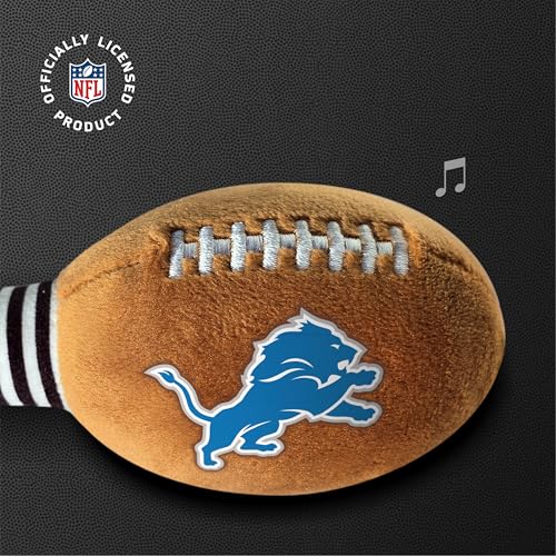 Image of Detroit Lions Plush Football Rattle by Smilo - Officially Licensed NFL Baby Rattle Toy - Soft Baby Rattle with Bell - for Babies and Toddlers from 3 Months