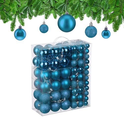 Relaxdays Weihnachtskugeln im 138er Set, Kunststoff, glitzernde,...