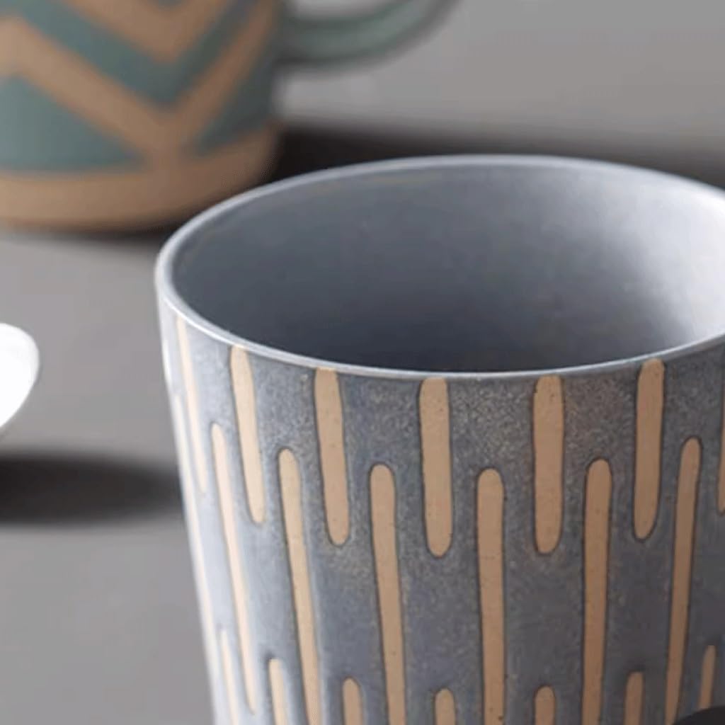 ENGENDER Tazas Cafe Taza De Cerámica Retro, Taza De Agua De Gres, Taza De Agua Potable De Oficina, Taza De Café, Taza De Desayuno Mug Cups(A)