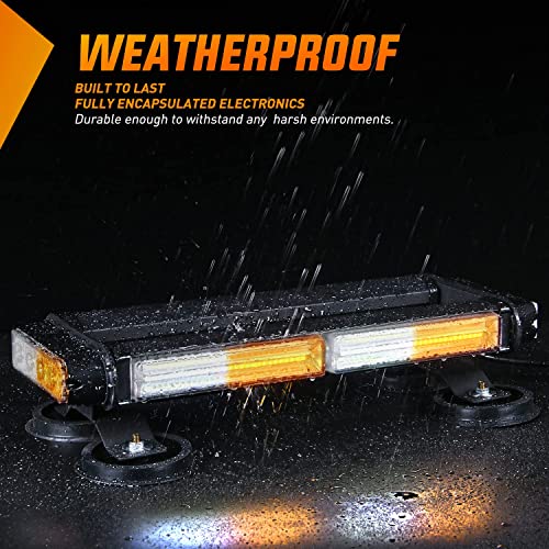 Image of Nilight 14.5 inch Amber White COB LED Strobe Rooftop Flashing Light Bar High Visibility Emergency Hazard Warning Beacon w /Magnetic Base for Safety Vehicles Trucks Pickup Cars Snowplow,2 Years Warranty
